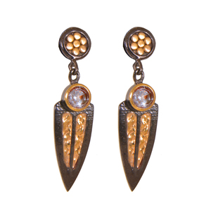 18K Gold Plated 925 <b>Sterling</b> <b>Silver</b> <b>Drop</b> <b>Earrings</b> with Blue Topaz Gemstone for Weddings Parties or Gifts - Product Image 1