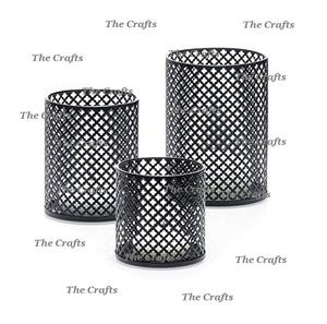 Juego de diferentes tamaños de tres soportes votivos en metal votivo de color negro y dorado para uso en decoración del hogar - Product Image 5