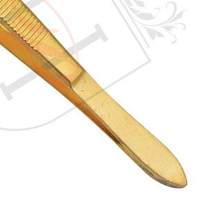 Pinzas profesionales de punta inclinada para cejas, en Color dorado, Etiqueta Privada, Punta inclinada de alta calidad, marca privada - Product Image 4