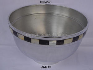 Bol de service en fonte d'aluminium poli miroir avec mosaïque de bols en aluminium et en métal vadrouille et corne - Product Image 2
