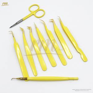 Pince à cils professionnelle design personnalisé meilleure qualité en acier inoxydable pointe jaune Volume Type personnalisé marque privée - Product Image 2