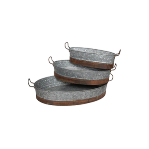 Juego de 2 Bandejas Galvanizadas para Servir Alimentos, Bandeja Redonda de Calidad Superior para Servir Té y Café, para Proveedor Mayorista - Product Image 6