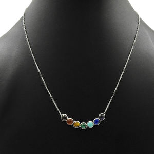 Magnifique collier en argent sterling 925 avec pierres précieuses naturelles multicolores, style classique, bijoux chakra, prix de gros, fournisseurs d'usine - Product Image 6