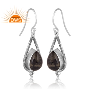 Doublet naturel en argent sterling 925 oxydé Apache or cristal pierres précieuses boucles d'oreilles fabricant de bijoux - Product Image 3