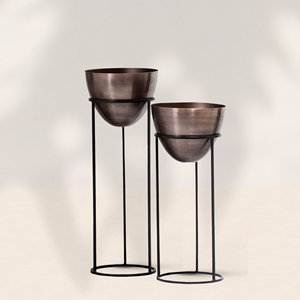 Juego de soporte de maceta gris de Metal de diseño personalizado de fábrica India para uso en interiores y exteriores de jardín de casa - Product Image 4