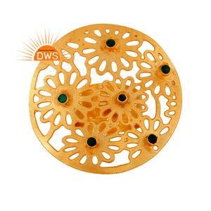 <b>Green</b> Onyx Gemstone Ring Filigree Designer Gold Plated Brass Fashion Ring Handmade Statement Jewelry Supplier - Product Image 1