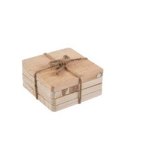 Tasse à thé en bois d'acacia, dessous de verre, tapis à thé carré en noyer noir, avec pièce de haute qualité, de couleur foncée naturelle - Product Image 4