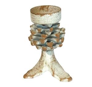 Bougeoir en métal ALUMINIUM blanc, forme pomme de pin, DESIGN T-LIGHT, haute qualité, décoration intérieure, blanc, lavable - Product Image 1