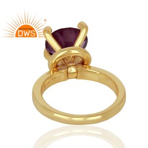 Prong Set hermosa amatista anillo 14k chapado en oro compromiso anillo para las mujeres mayorista de joyería - Product Image 3