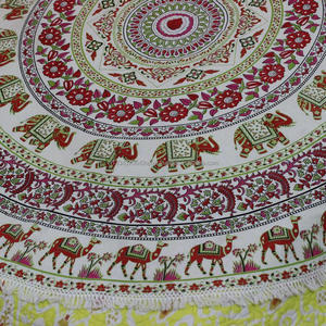 พรมชายหาดทรงกลมลายช้างอเนกประสงค์,เสื่อโยคะลายฮิบปี้โบฮีเมียนมันดาลาทรงกลม - Product Image 3