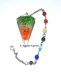 Péndulo de orgón de Chakra en forma de gota de agua con cadena de ágata y Cristal Tallado Feng Shui hecho a mano y péndulo de Chakra estilo amor 7 - Product Image 1