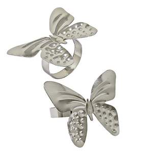 Anneaux de serviette en argent classiques Design Unique accessoires de Table en métal pour mariages hôtels fêtes décor de noël caractéristique stockée - Product Image 2