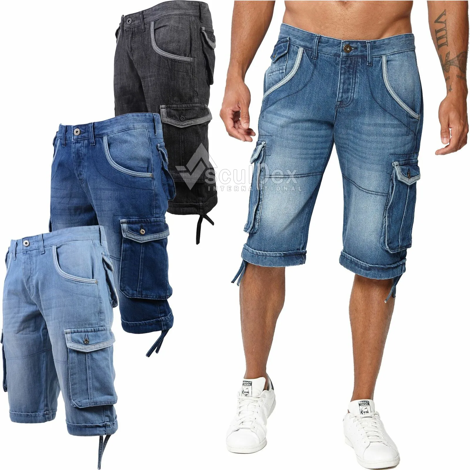 חדש דנים מכנסיים קצרים מטען ברמודה רב כיסי Combat מכנסיים