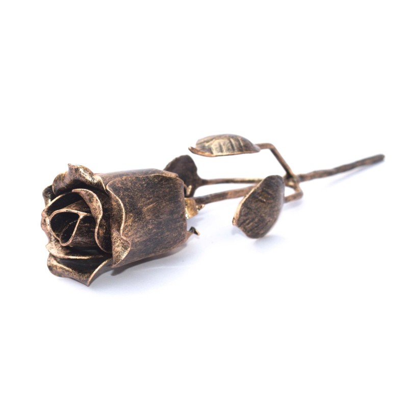 Hand Forged Wrought Iron Red Rose