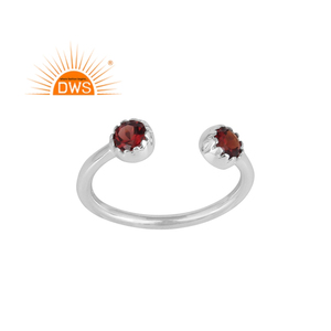 Anillo ajustable de piedras preciosas de granate Natural de plata de ley fina, joyería para mujer, regalo para ella - Product Image 1