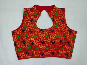 Vêtements de fête de créateur sans manches Lahenga Choli pleine longueur taille libre prêt à porter quotidien coton soie pierre travail dames chemisier vêtements - Product Image 4