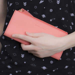 MELILLA Cartera de Cuero Genuino Hecha a Mano con Bloqueo RFID, Diseño de Puntos, Tarjetero Minimalista con Cremallera, Cartera Larga con Bolsillo para Hombre y Mujer - Product Image 6