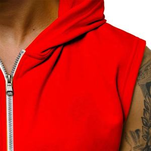 เสื้อฮู้ดมีซิปมีฮู้ดสำหรับผู้ชายและผู้หญิงเสื้อมีฮู้ดผ้าคอตตอน50% 50% ผ้าโพลีเอสเตอร์สำหรับยิมยิมแขนกุดปักโลโก้ตามสั่งฤดูร้อนของ2022 - Product Image 4