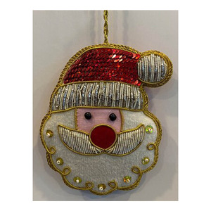Adornos Colgantes de Cabeza de Santa Claus Bordados a Mano - Product Image 1