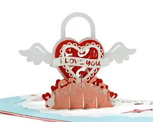 بطاقة تهنئة محببة ثلاثية الأبعاد للاحتفال بيوم الحب مع شكل قلب مخصصة حسب الطلب أفضل تصنيع في فيتنام