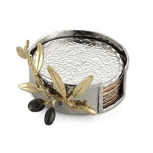 Ensemble de sous-verres en verre en aluminium martelé avec support, design fantastique, forme ronde, ensemble de sous-verres pour tasse à thé ou à café - Product Image 6