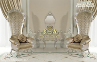 Chaise à baldaquin baroque dorée de style français avec tabouret, ensemble de chaises à baldaquin en bois sculpté traité, taille personnalisée, pour salon, luxe moderne