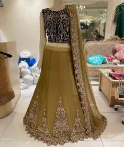 Индийское/пакистанское платье с черным топом lehenda, украшенное DABKA, ZARI для свадьбы @ 2022