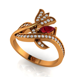 Anillo de compromiso con forma de marquesa para mujer, sortija de oro amarillo de 18k, Diamante de rubí auténtico, joyería fina - Product Image 1