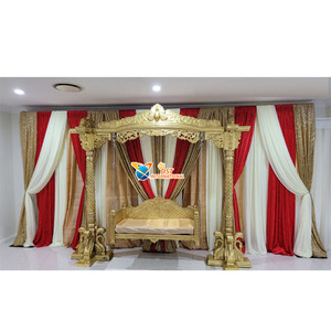 Golden Finish Wedding <b>Swing</b> Decor Stage Wedding Stage <b>Swing</b> with Peacock Base Walima Decoration Stage <b>Swing</b> <b>Seat</b> - Product Image 1
