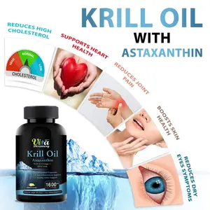 Óleo de peixe orgânico profundo natural do mar, do óleo krill antártico omega 3 com astaxantina krill