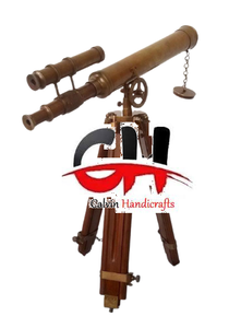 Vintage 14 \ "doble barril Metal artesanía telescopio coleccionable con soporte de madera - Product Image 5