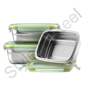 Stainless Steel Food <b>Storage</b> Containers 3-Piece Reusable / Tiffin Steel Lunch <b>Box</b> With Lid Lunch <b>Box</b> Bento - Product Image 1