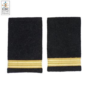 แผ่นปักไหล่นักบินแบบเต็มตัว 3 แถบสีทอง ผลิตตามแบบ OEM ปรับแต่งได้ สำหรับเครื่องแบบการบิน ทำจากโพลีเอสเตอร์ เป็นมิตรกับสิ่งแวดล้อม - Product Image 4