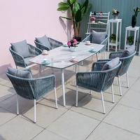 Nouveau design Tables et chaises de salle à manger d'extérieur Mobilier de jardin en verre trempé