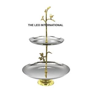 ฐานวางเค้กเรซิ่นอีพ็อกซี่ทรงกลมลายใบไม้โลหะ สำหรับงานวันเกิด งานแต่งงาน จัดแสดงขนมหวาน - Product Image 4