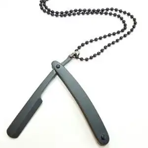 Colliers pour hommes, lames de rasoir, pendentifs, bijoux en forme de rasoir, accessoire de coiffeur pour hommes, offre spéciale