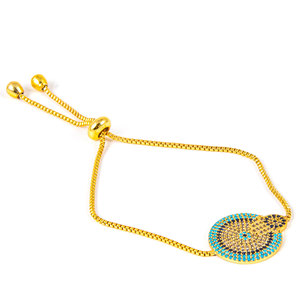 Bracelet mauvais œil plaqué or en Zircon doré, bijoux de mode, en forme d'hamsa, couleur - Product Image 2