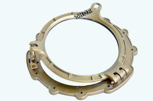 Antiguo pulido 15 pulgadas náutico marítimo aluminio ojo de buey espejo colgante de pared baño espejo cosmético decoración barco cabina - Product Image 4