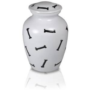 White Cat or <b>Dog</b> Pet Cremation <b>Urn</b> Bone Design <b>for</b> <b>Ashes</b> - Product Image 1