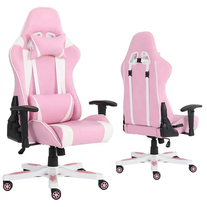 싼 도박 게임 Sillas 게이머 Rosa 분홍색과 백색 가죽 컴퓨터 의자