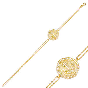 Pulsera de plata de ley 925 con diseño de ancla, Charm redondo, turco, hecho a mano, venta al por mayor - Product Image 1