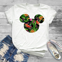 Ropa de mujer t camisa flores Mickey gráfico t camisa ropa de calle Tops para mujer