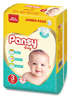 Pansy Hochwertige Einweg-Windeln USA-Herstellung XXL Mini Nr.2 Unisex Atmungsaktive Rückseite 3D-Auslaufschutz Importiertes SAP-Fluff