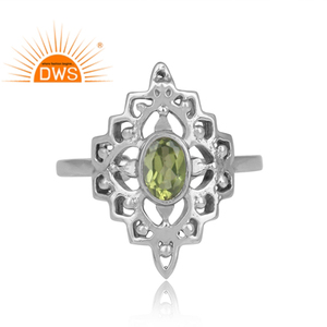 Boho Style <b>925</b> <b>Silver</b> Glossy Peridot Gemstone Women <b>Ring</b> Oxidized Jewelry Supplier Classic Collection - Product Image 2