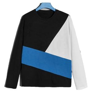 Pull à col rond à manches longues pour hommes, haut en molleton tricoté, imprimé de lettres, patchwork graphique, décontracté, t-shirts plus stylés - Product Image 5