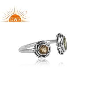 Anillo de piedras preciosas de peridoto y citrino, joyería de plata de ley oxidada abierta, joyería al por mayor - Product Image 2