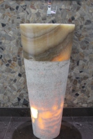 Nuevo Producto de Indonesia Bali: Lavabos Ovalados Modernos de Ónix con Semi-Pedestal para Uso en Hoteles