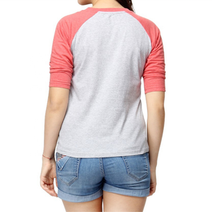 Camiseta raglán con logotipo personalizado para mujer, ropa lisa en blanco, 100% algodón, para mujer, venta al por mayor - Product Image 2