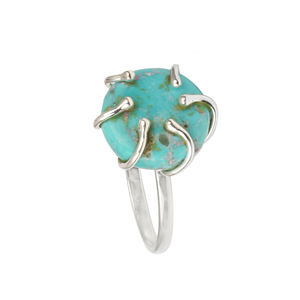 ATGSMPDR Designer 925 Sterling Silver Women's Eternity <b>Ring</b> Natural Arizona <b>Turquoise</b> Prong Set 12mm Vermeil Birthstone Fine - Product Image 5