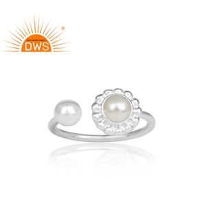 Bague à motif Floral en argent Sterling, goutoire en pierre précieuse, Cabochon de perles, fournitures de bijoux - Product Image 2